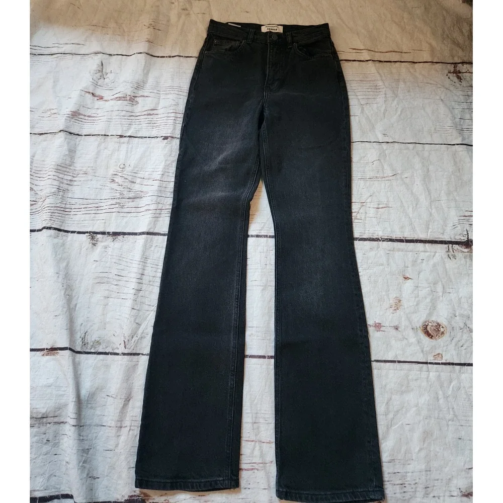 Reformation Peyton High Rise Bootcut Jeans Washed Black Organic Cotton Size 25